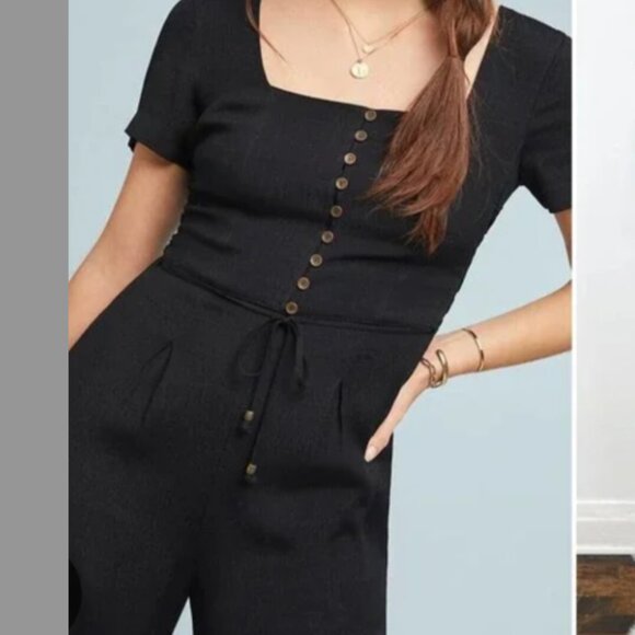 Maeve Wide Leg Black Jumpsuit - Picture 2 of 6